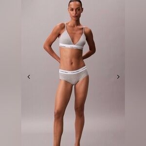 Calvin Klein Light Gray Logo Triangle Bralette & Brief Set size S